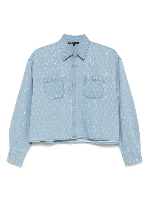 Maje rhinestone-embellished denim shirt