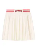 Maje flame-embroidered pleated skirt - White