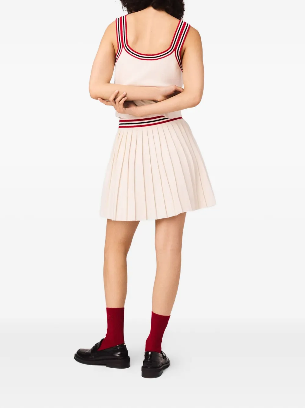 Maje Plooirok met geborduurde vlam Wit