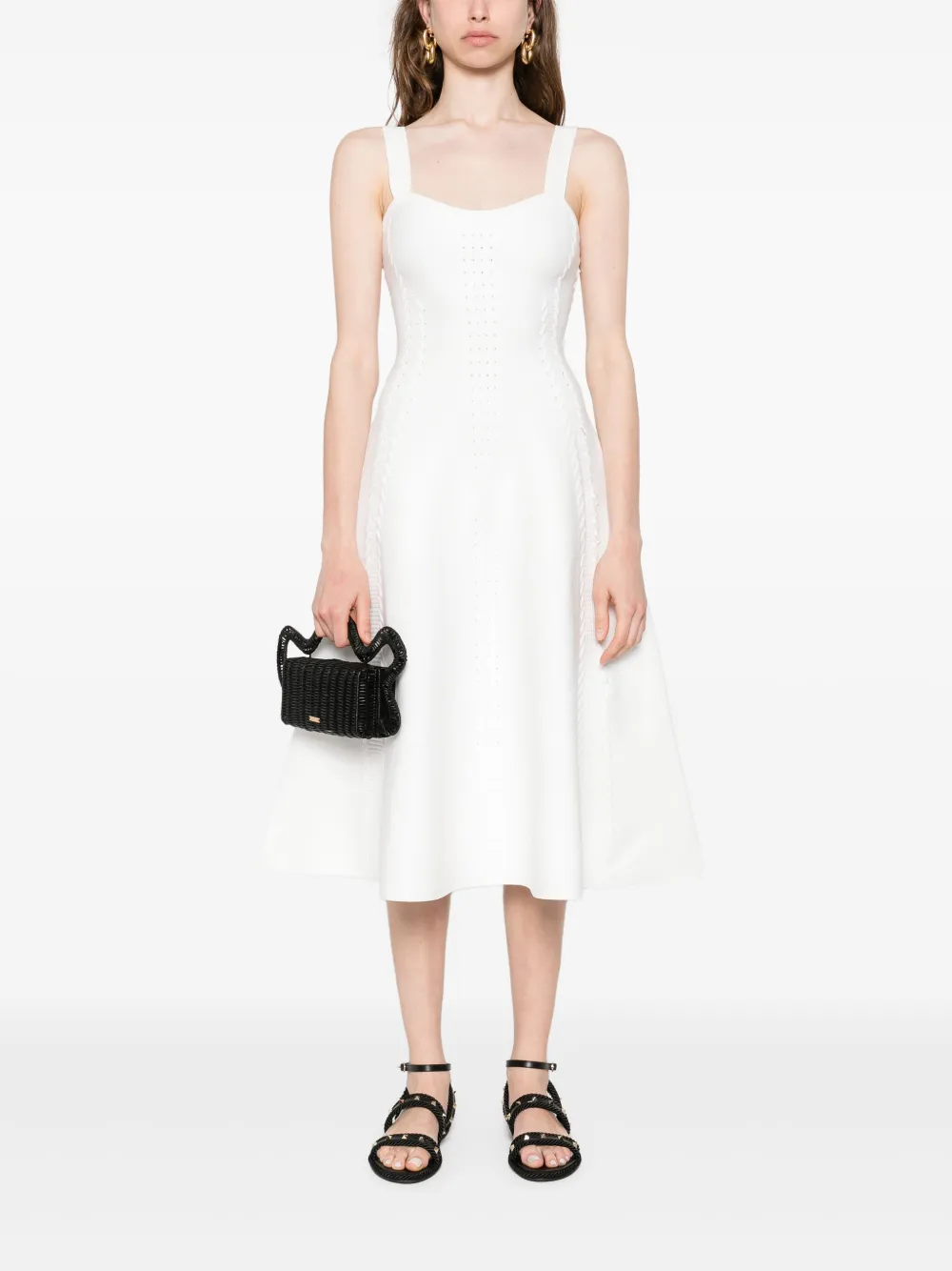 Maje perforated-design midi dress - Wit