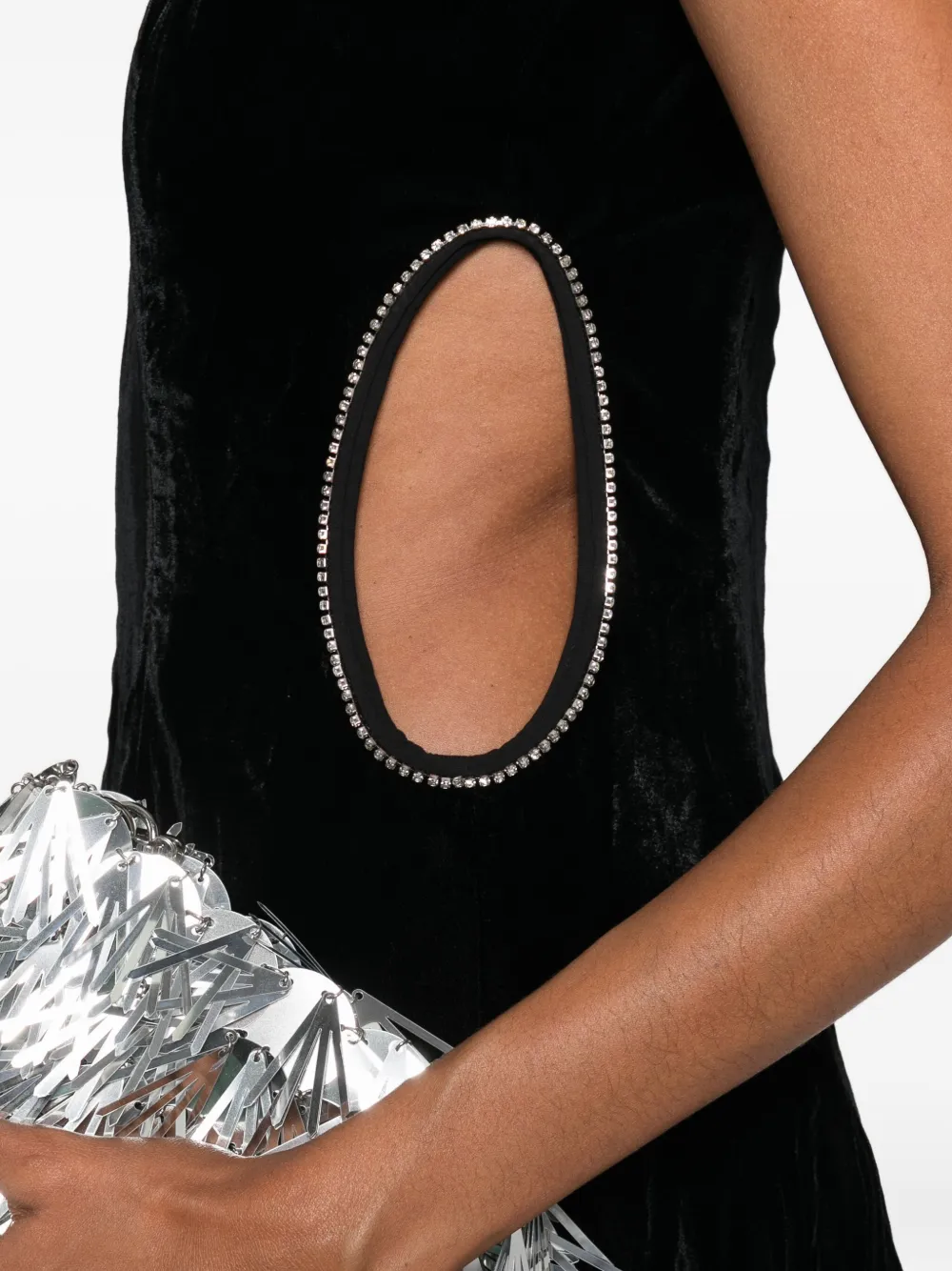 Maje Jurk verfraaid met kristallen en uitgesneden details Zwart