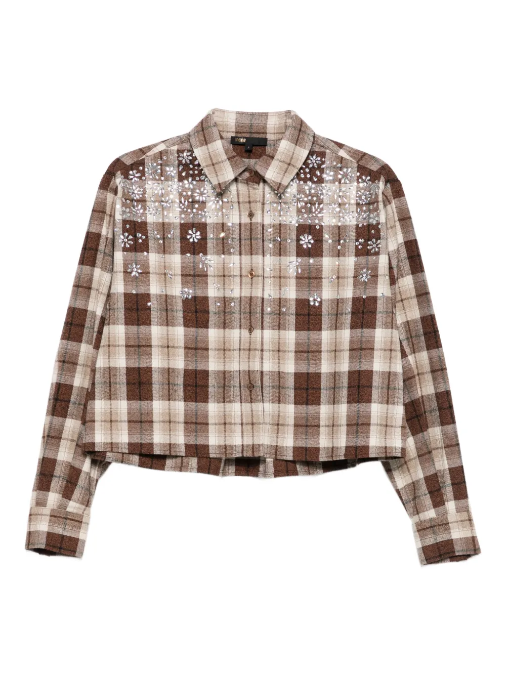Maje embellished check-pattern shirt | Brown | Image 1