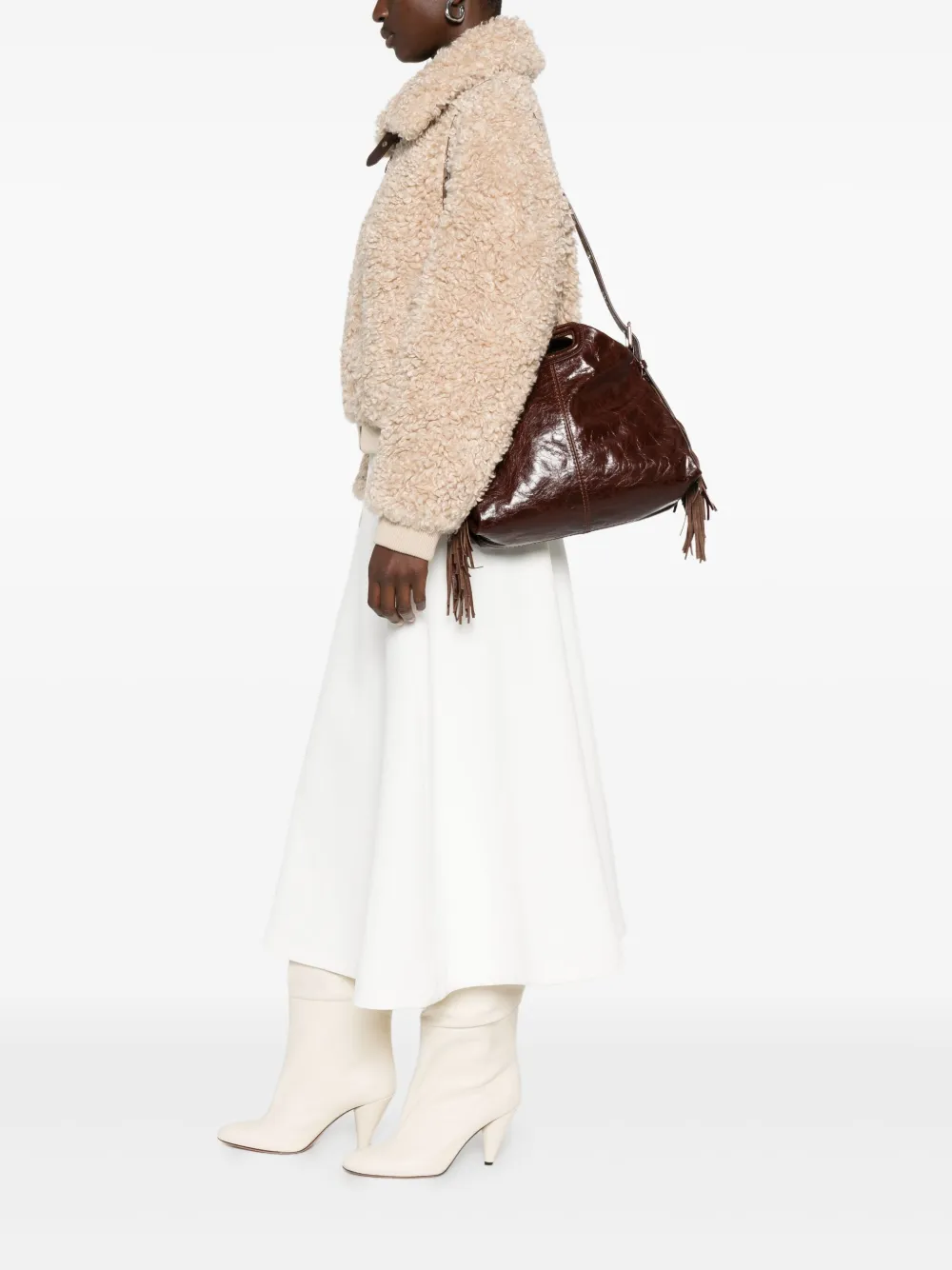 Maje Shopper met franje - Bruin