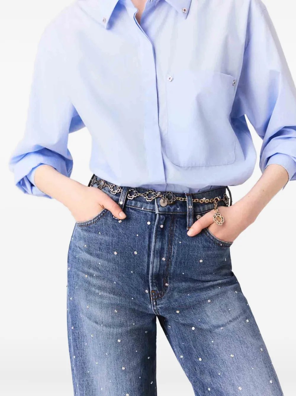 Maje Jeans met studs Blauw