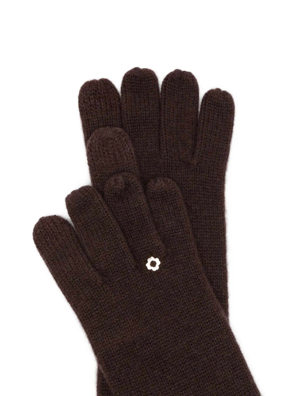 Maje Handschoenen verfraaid met bloemen - Bruin