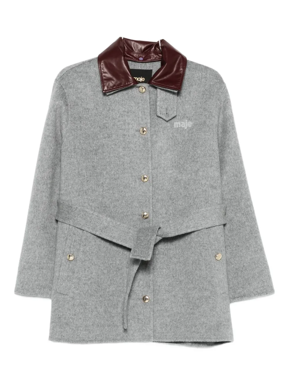 Maje Cappotto in misto lana con cintura - Grigio