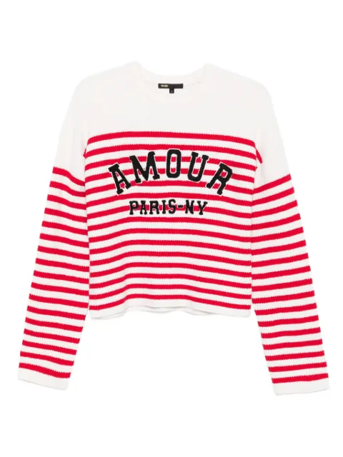 Maje striped embroidered sweater