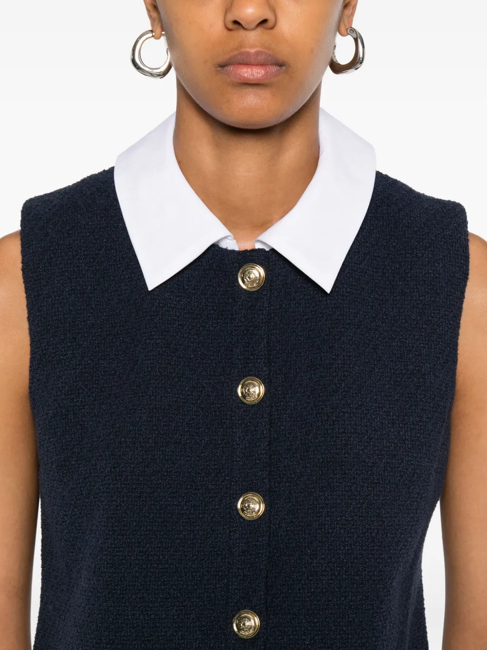 Maje Jurk met geplooide kraag Blauw