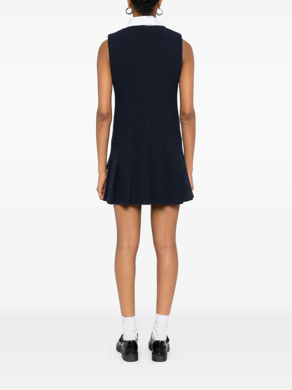 Maje Jurk met geplooide kraag Blauw