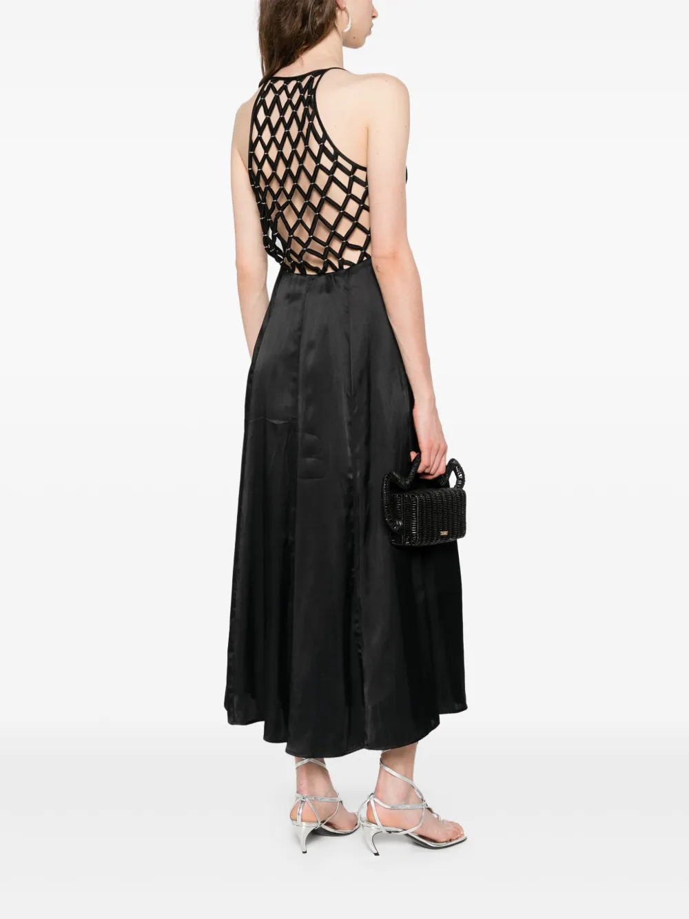 Maje Mini-jurk met mesh vlak - Zwart
