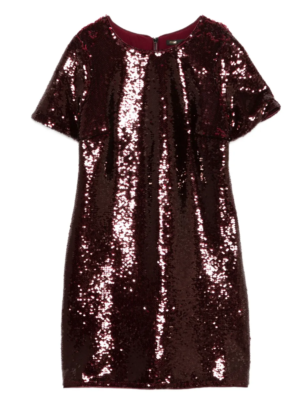 Maje robe brodée de sequins à manches courtes | rouge | Image 1