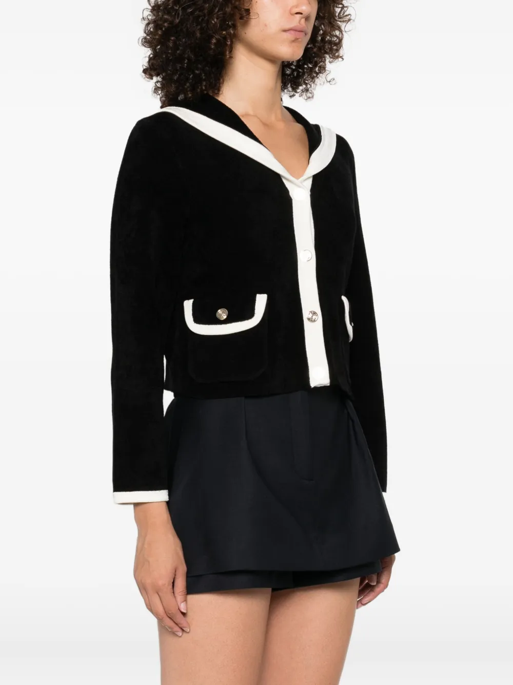 Maje Vest met contrasterende afwerking en zak Zwart