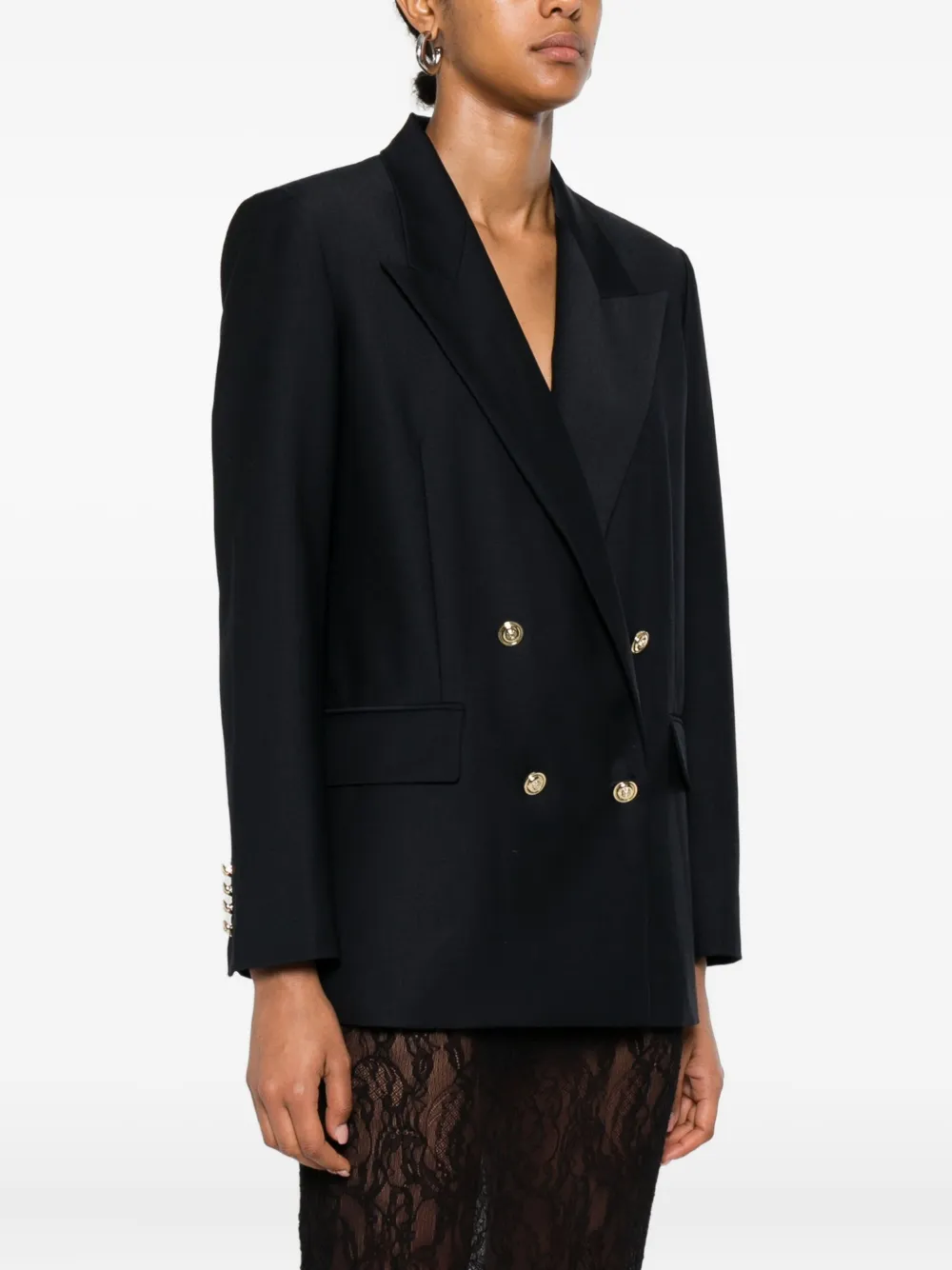 Maje Blazer met dubbele rij knopen en gouden knopen Blauw