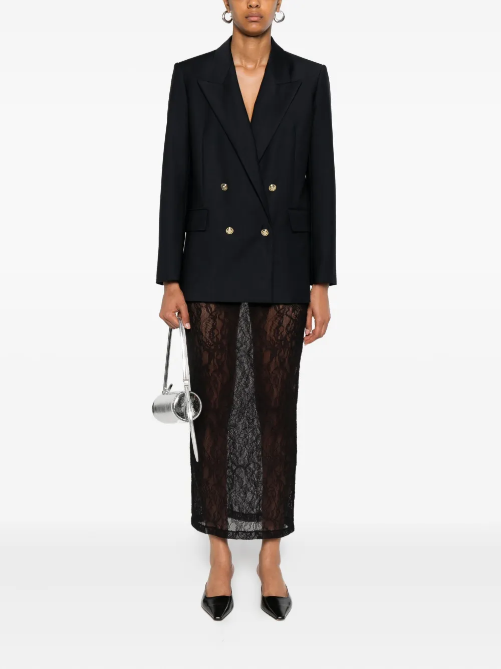 Maje Blazer met dubbele rij knopen en gouden knopen Blauw