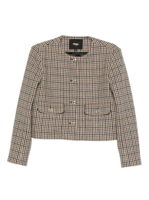 Maje houndstooth button-fastening jacket