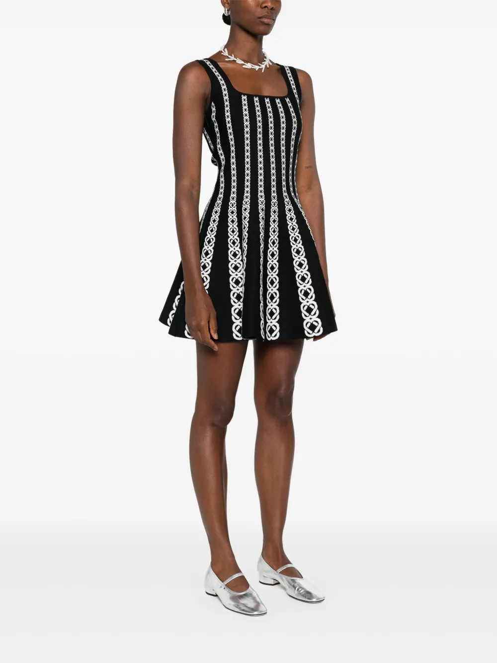 Maje Mini-jurk met jacquard Zwart