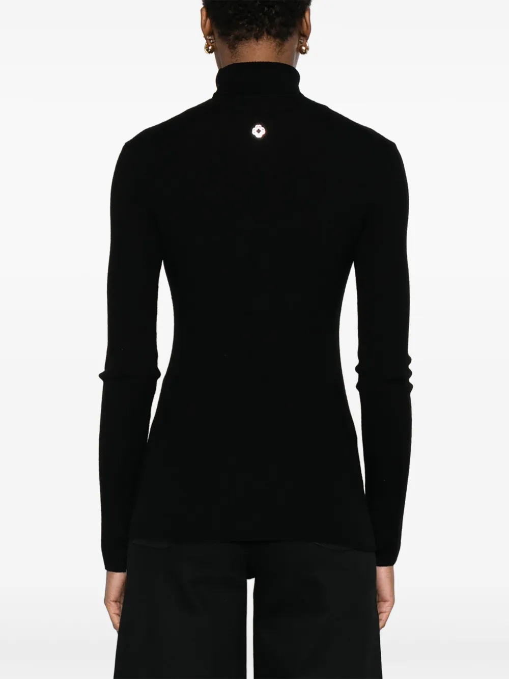 Maje Geribbelde top met hoge hals Zwart