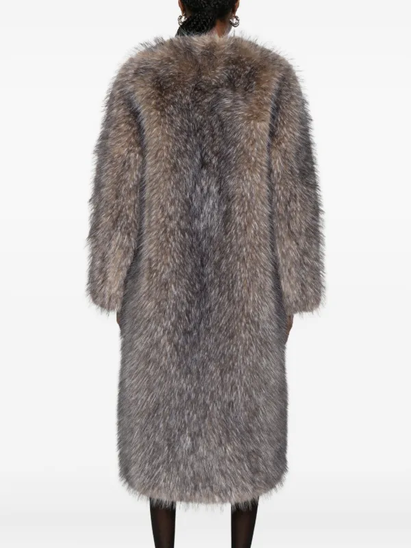 Maje long-sleeved faux-fur Coat Grey FARFETCH IN - Main Image