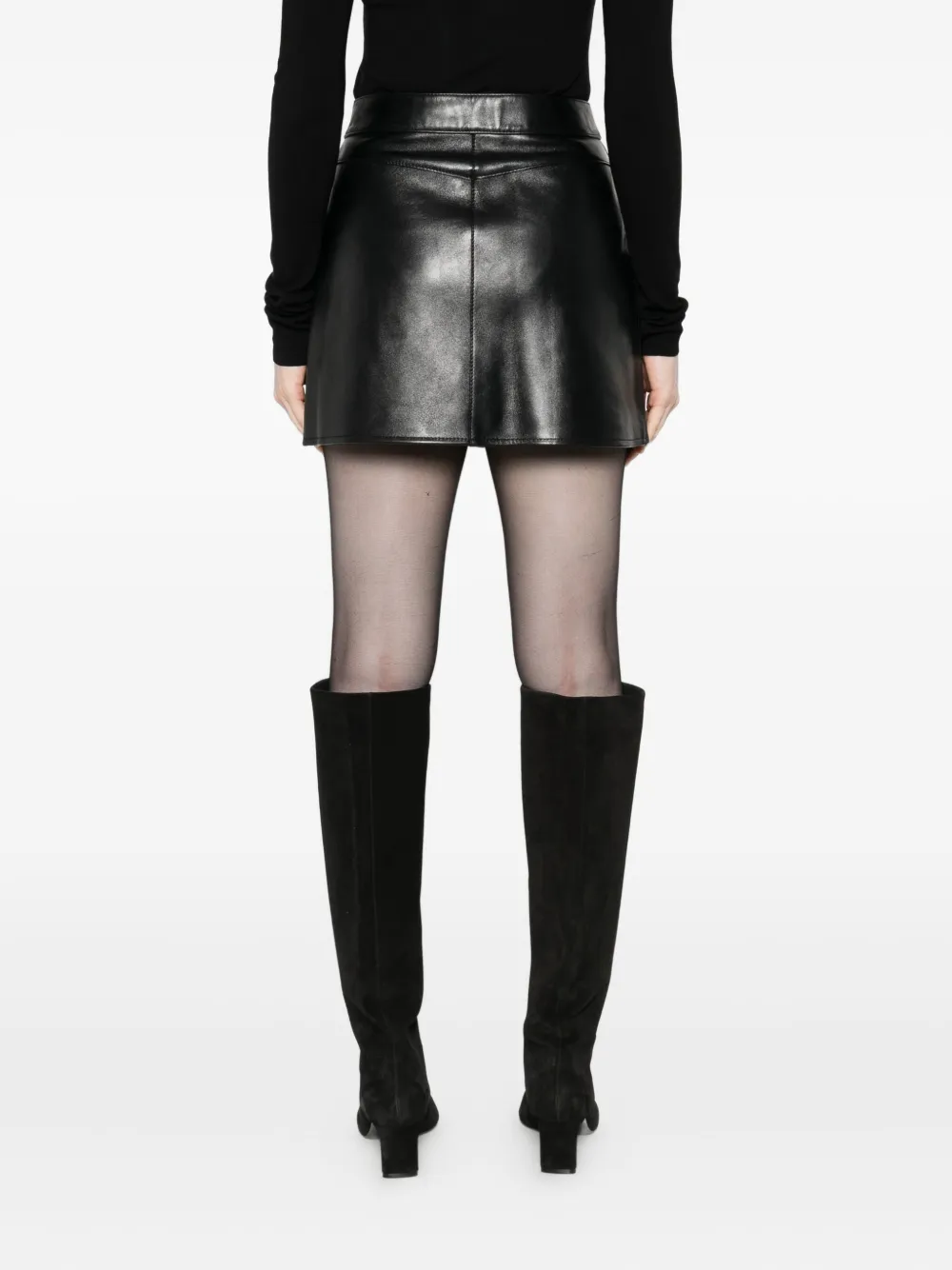 Maje Leren rok met knoopsluiting Zwart