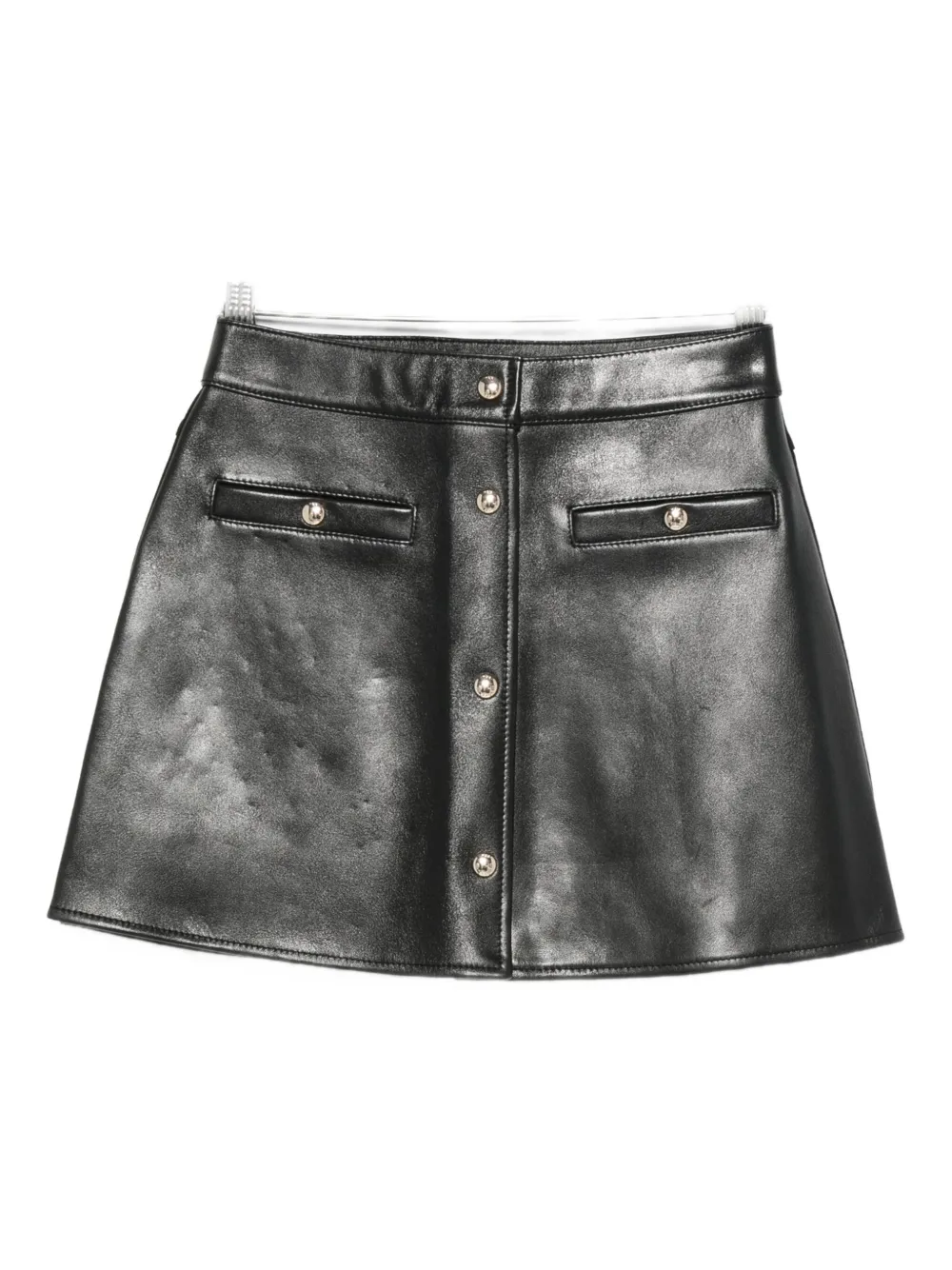 Maje button-fastening leather skirt - Nero