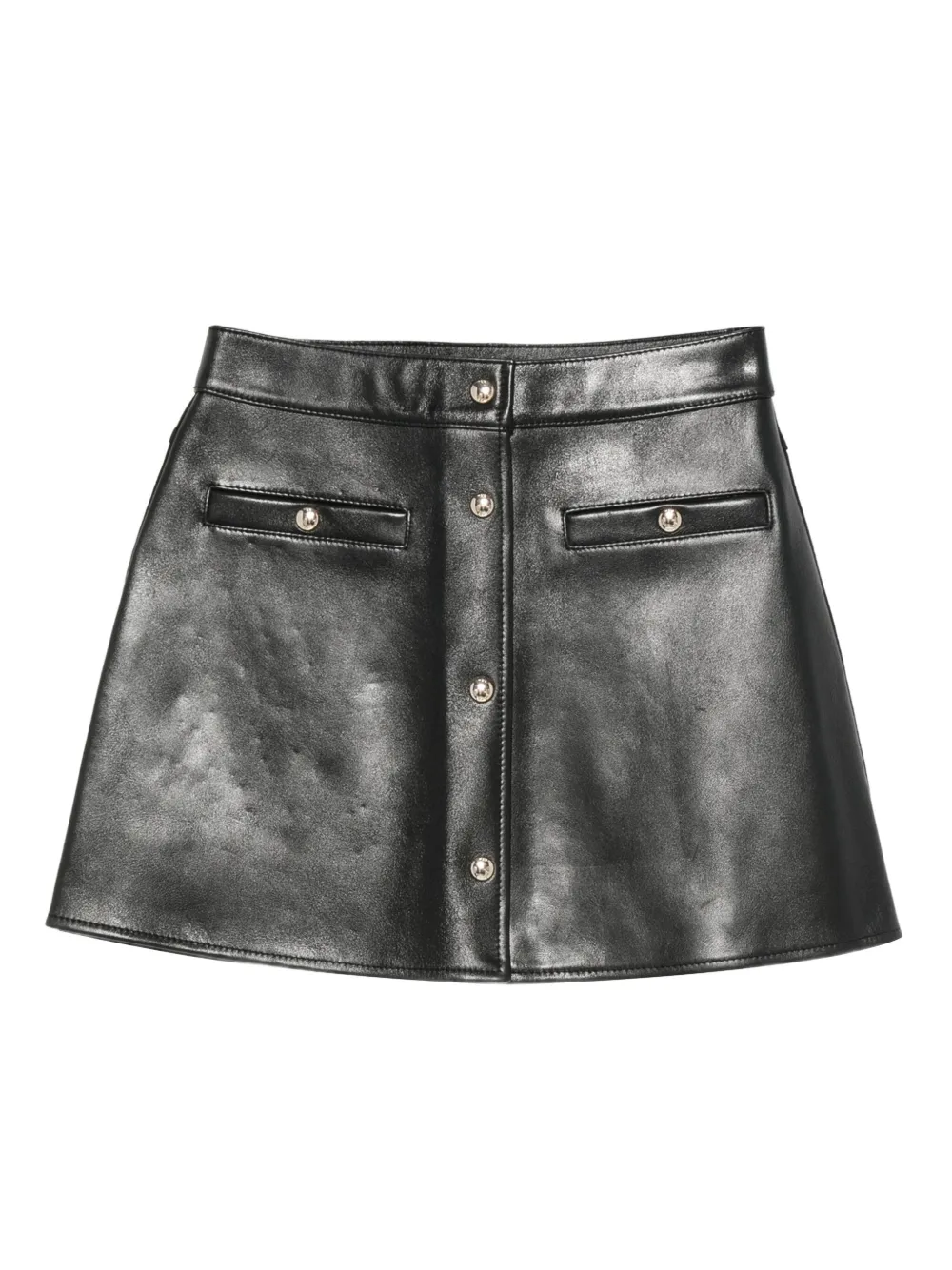Maje falda de piel con botones | negro | Image 1
