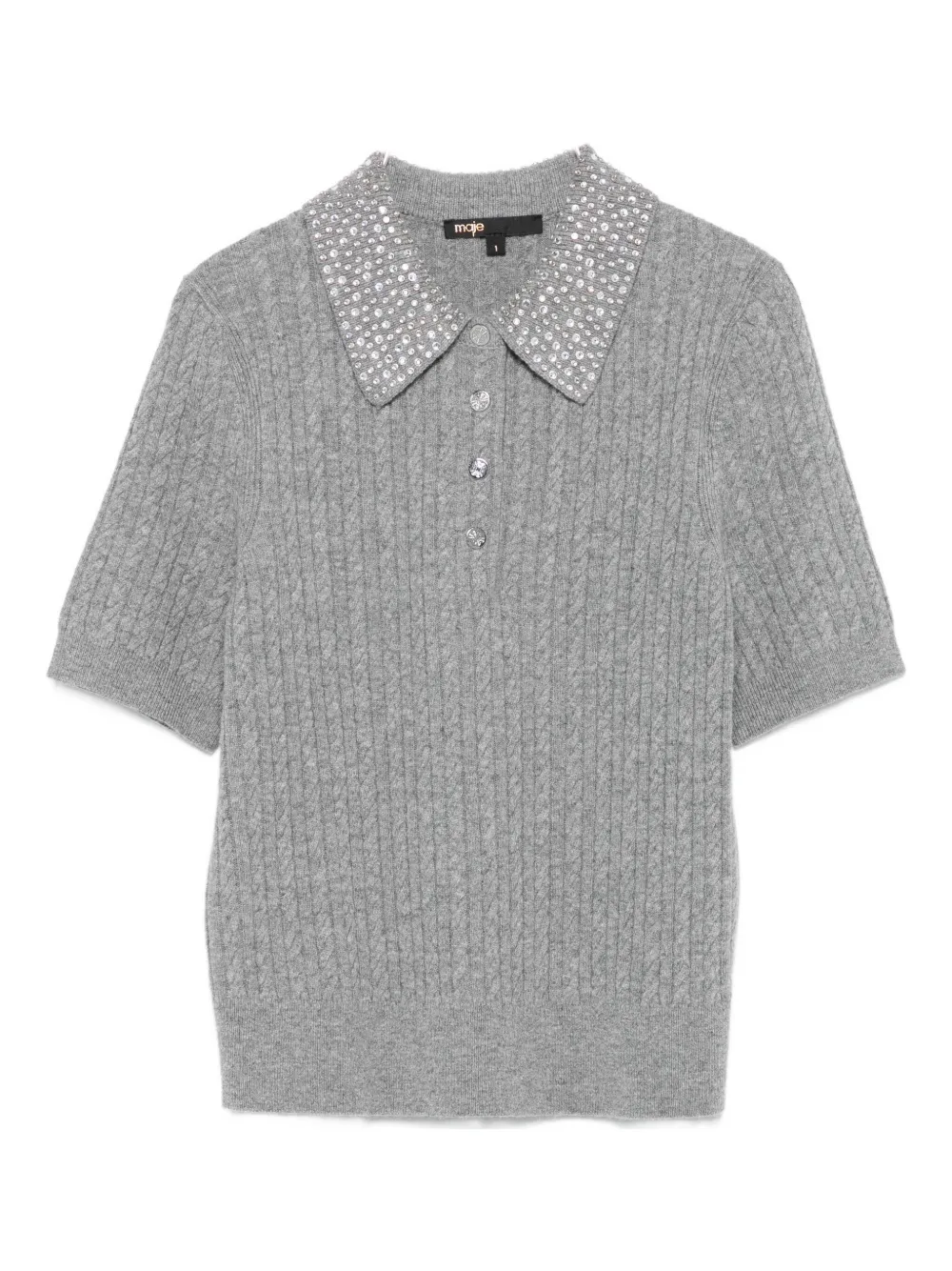 Maje embellished cable-knit lolo top - Grigio