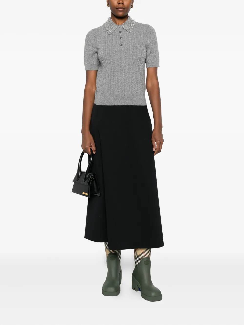 Maje embellished cable-knit lolo top - Grijs