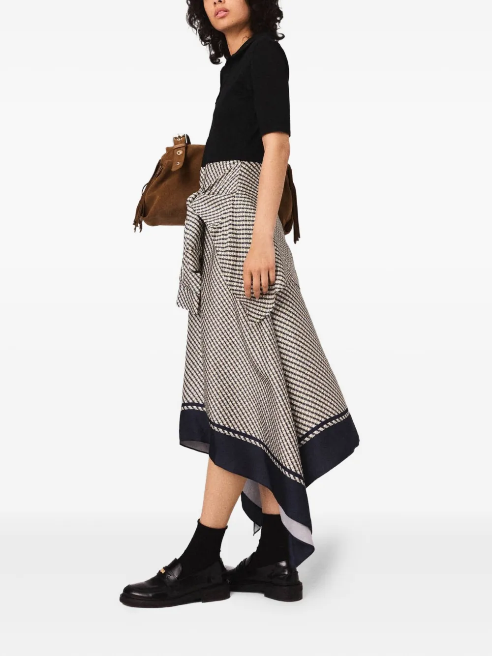 Maje Tweekleurige jurk Zwart