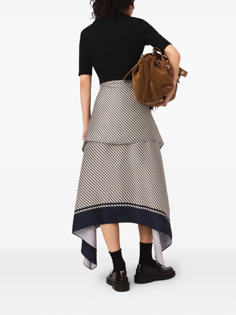 Maje Tweekleurige jurk Zwart