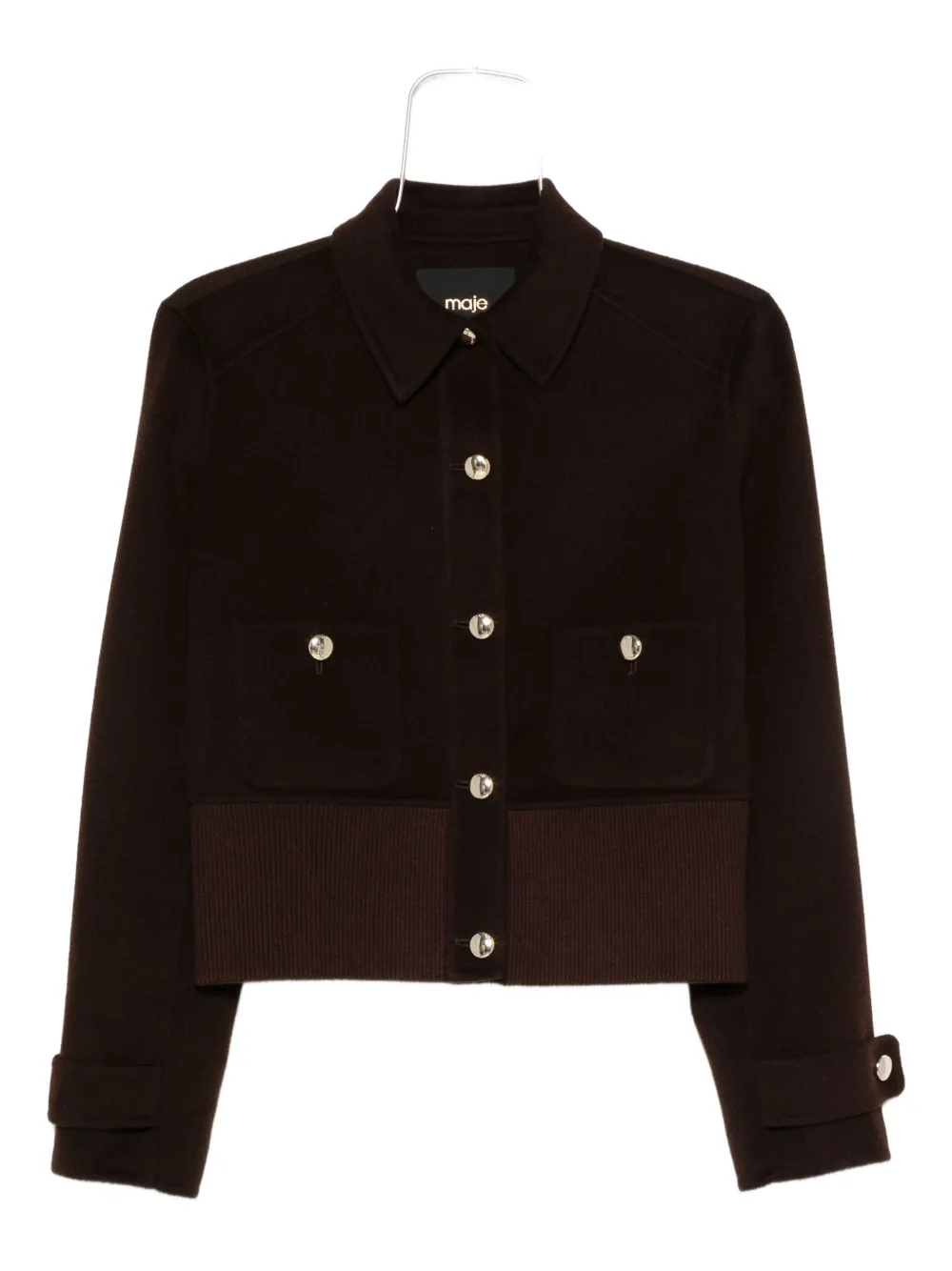 Maje Bomber a coste con bottoni - Marrone