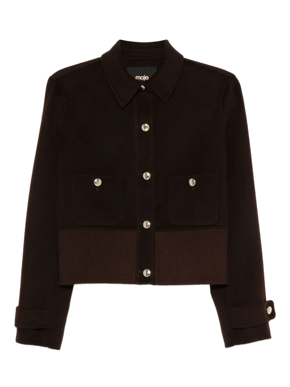 Maje button-fastening ribbed bomber jacket | Brown | Image 1