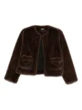 Maje flap-pocket faux-fur jacket - Brown