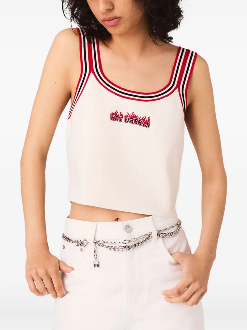Maje Cropped top met vlammendetail Wit