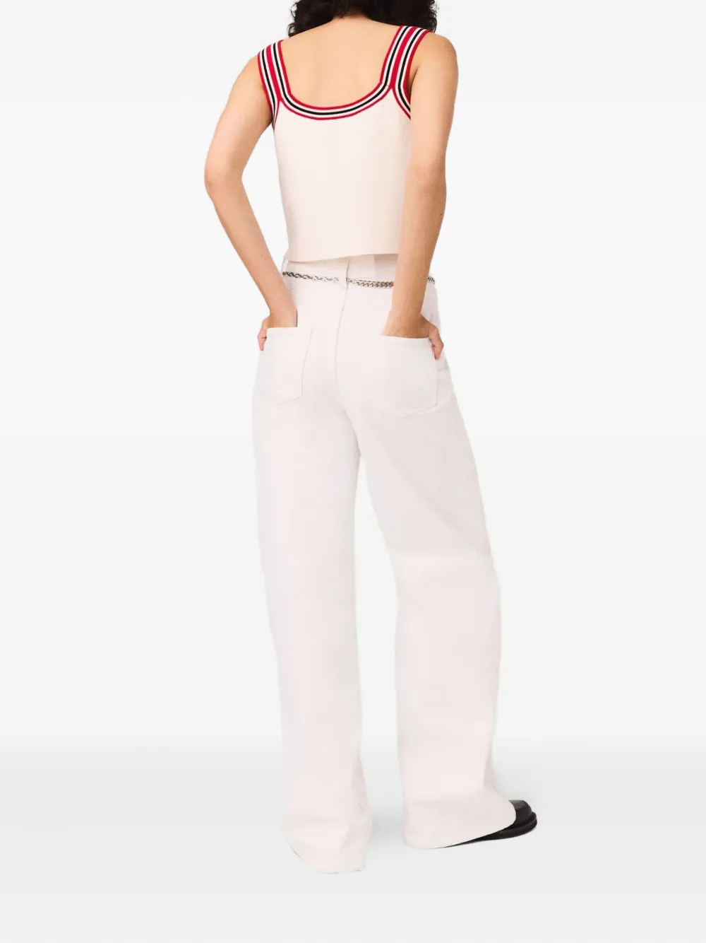 Maje Cropped top met vlammendetail Wit