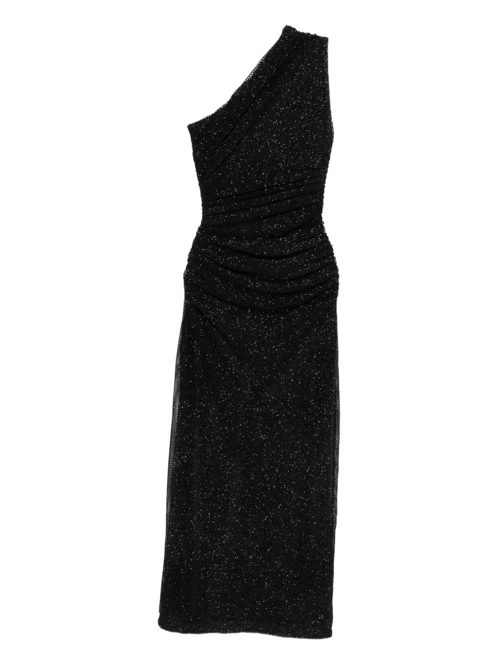 Maje one-shoulder rhinestone-embellished dress Zwart