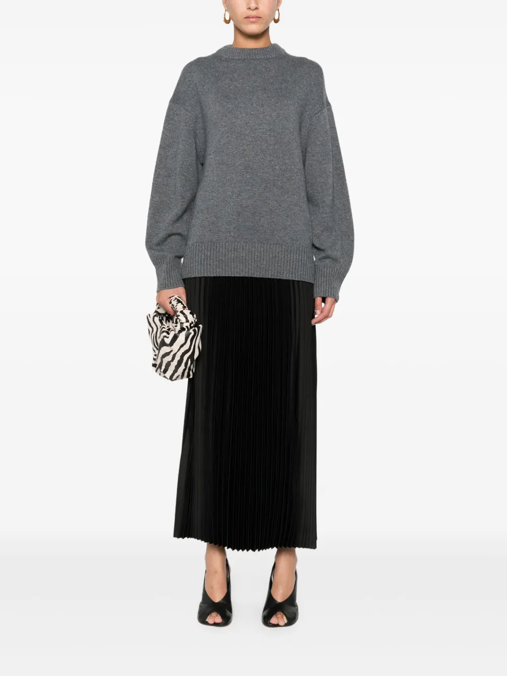 Maje Geplooide sweaterjurk - Grijs
