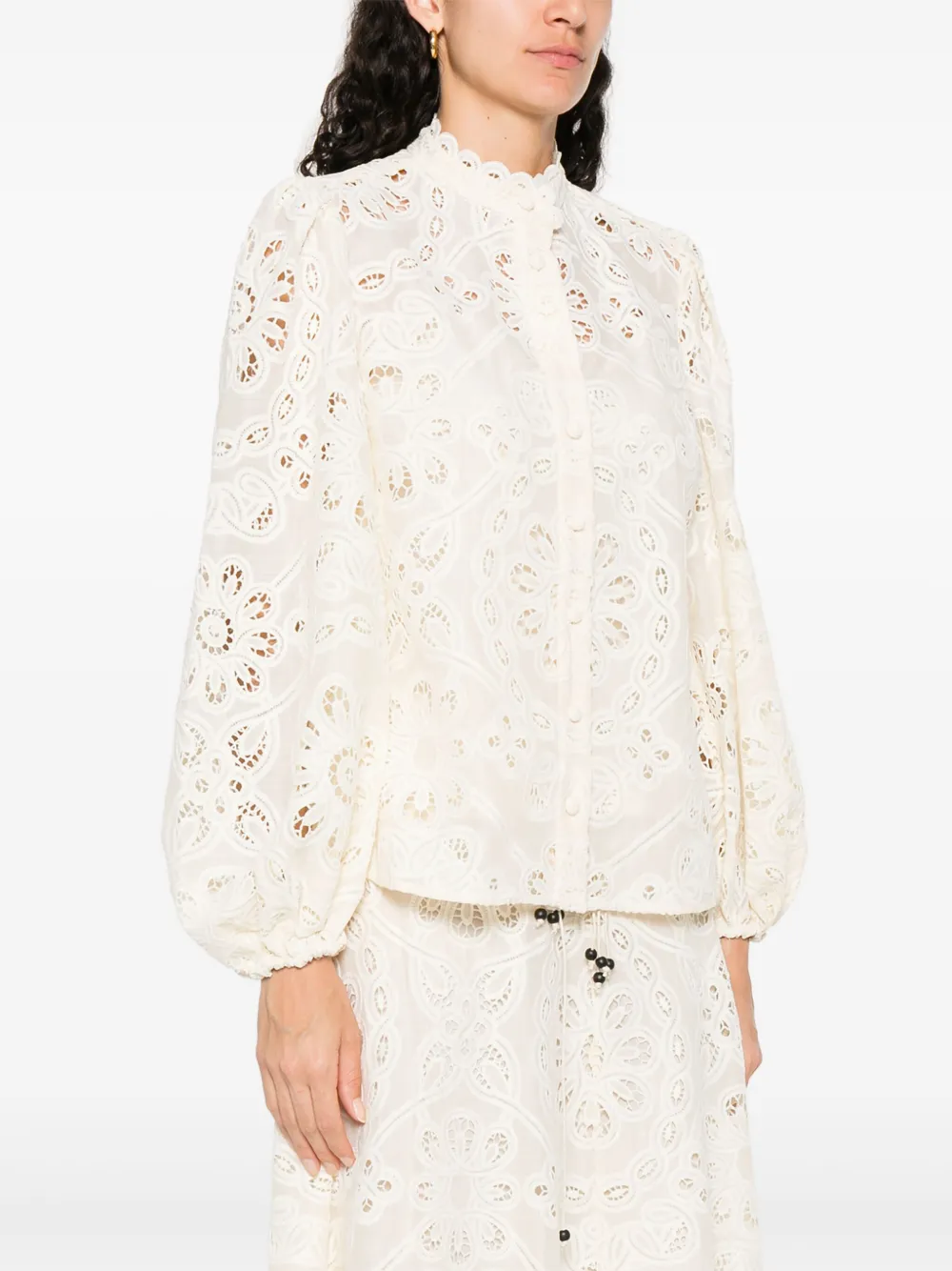 ZIMMERMANN Blouse met geborduurde bloemen Beige