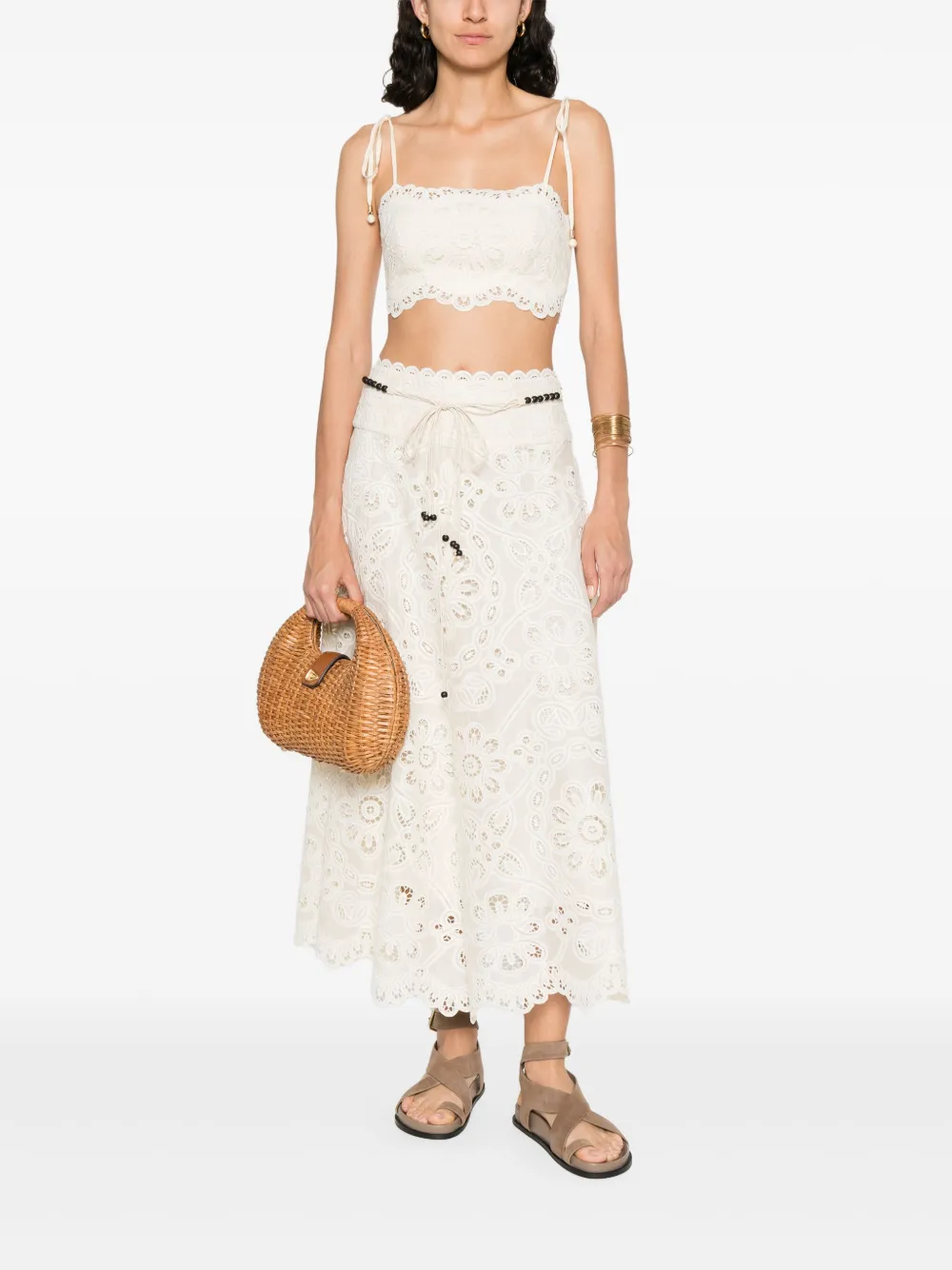 ZIMMERMANN Rhiannon rok met borduurwerk - Beige