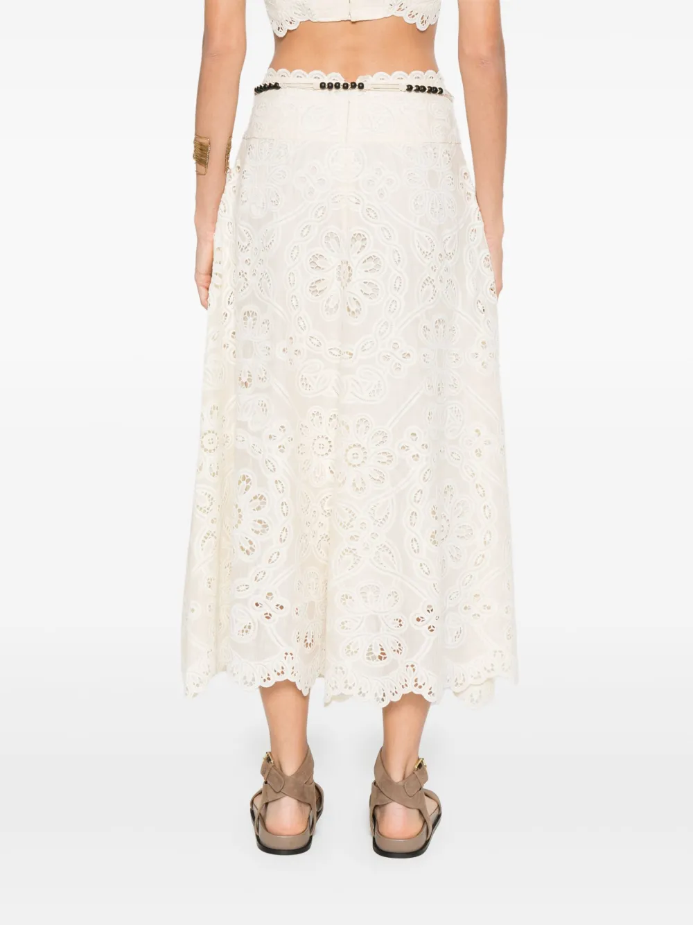 Zimmermann Cotton Rhiannon Embroidered Midi Skirt