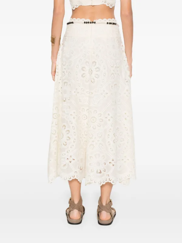 ZIMMERMANN Rhiannon Embroidered Skirt | Neutrals | FARFETCH