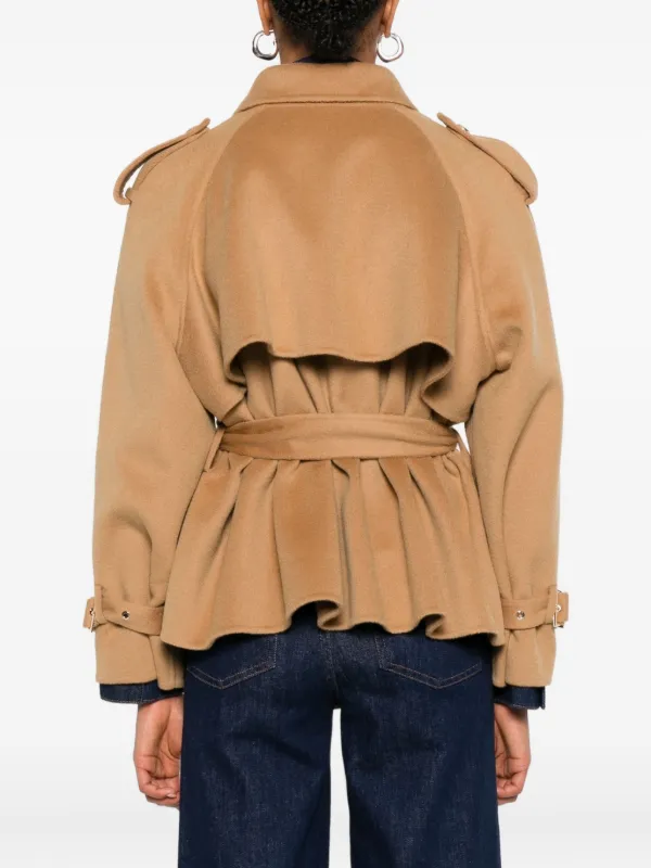 Maje Chaqueta Con Cinturón y Cierre De Botón Marrón FARFETCH ES