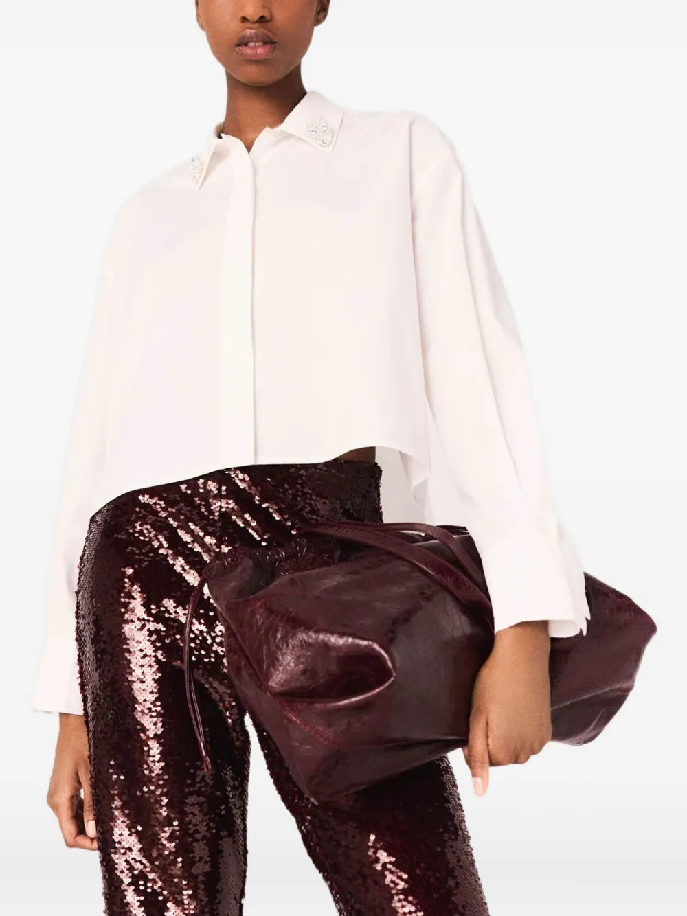 Maje Blouse met juwelen detail Wit