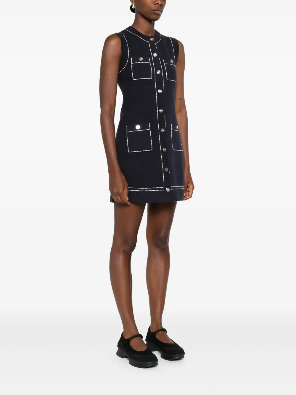 Maje Mini-jurk met contrasterende stiksels Blauw