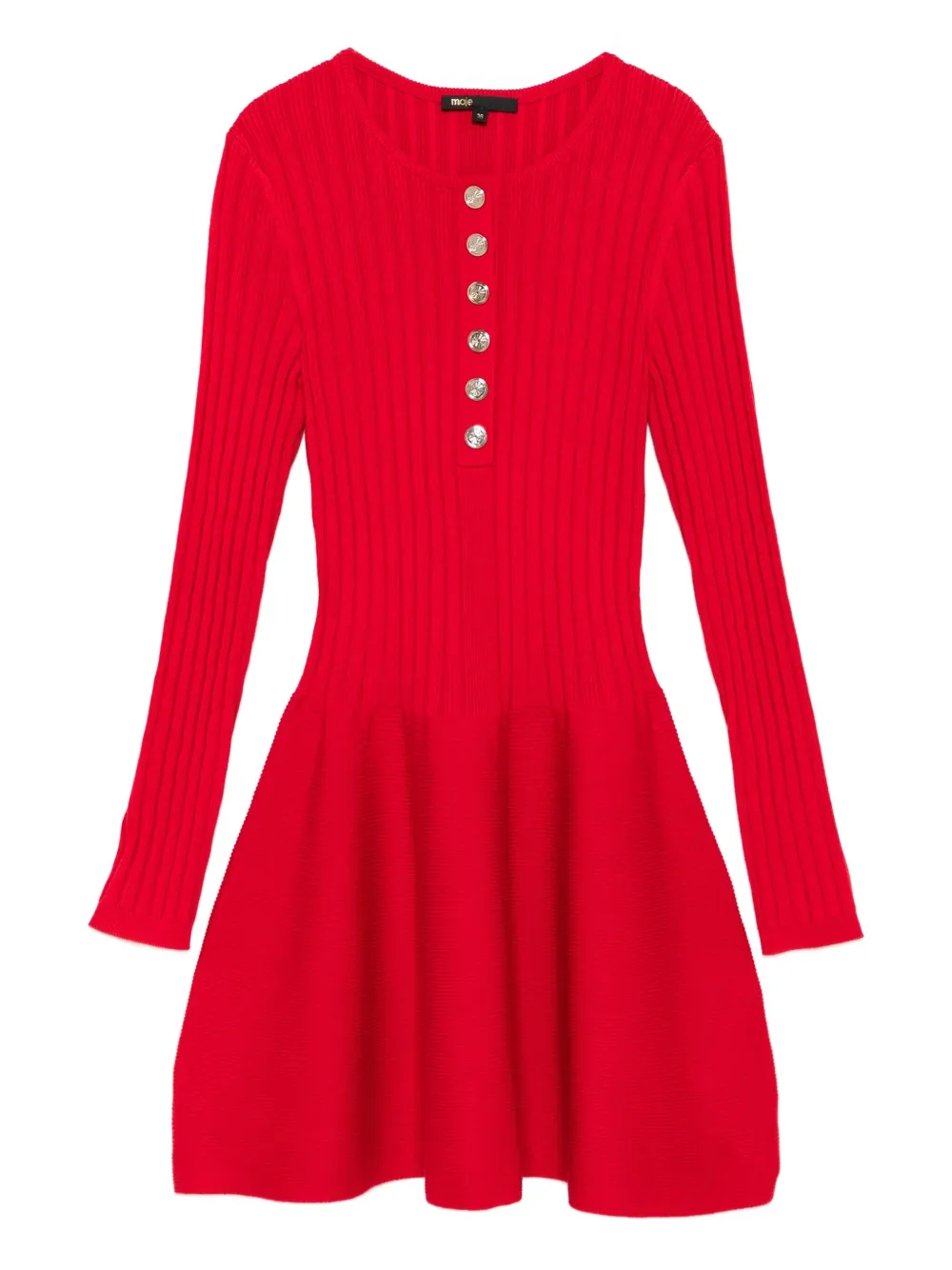 Maje button-front ribbed dress | Red | Image 1