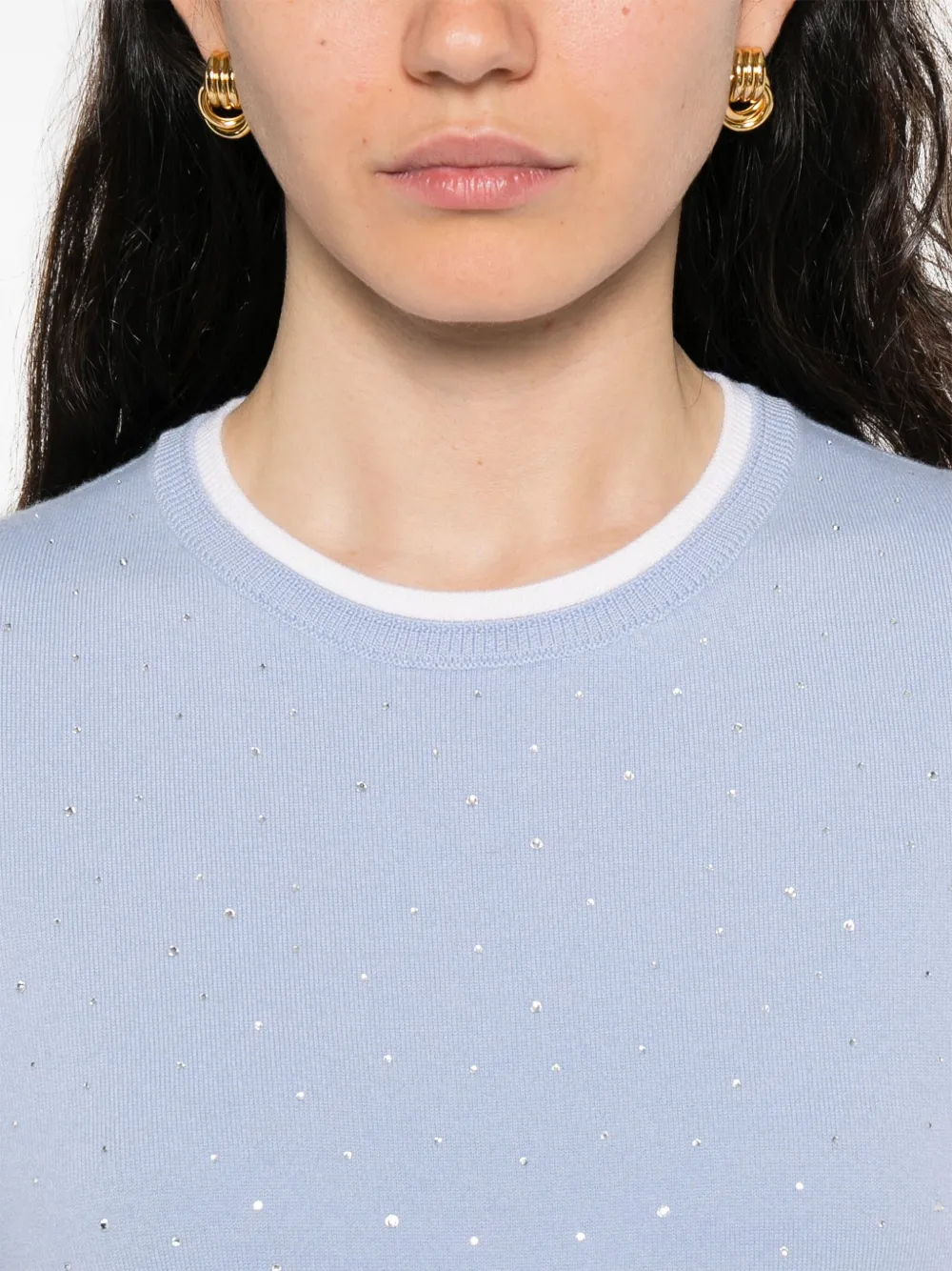 Maje T-shirt verfraaid met stras Blauw