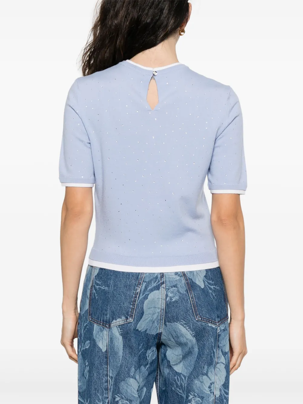 Maje T-shirt verfraaid met stras Blauw