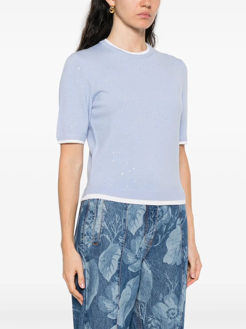 Maje T-shirt verfraaid met stras Blauw