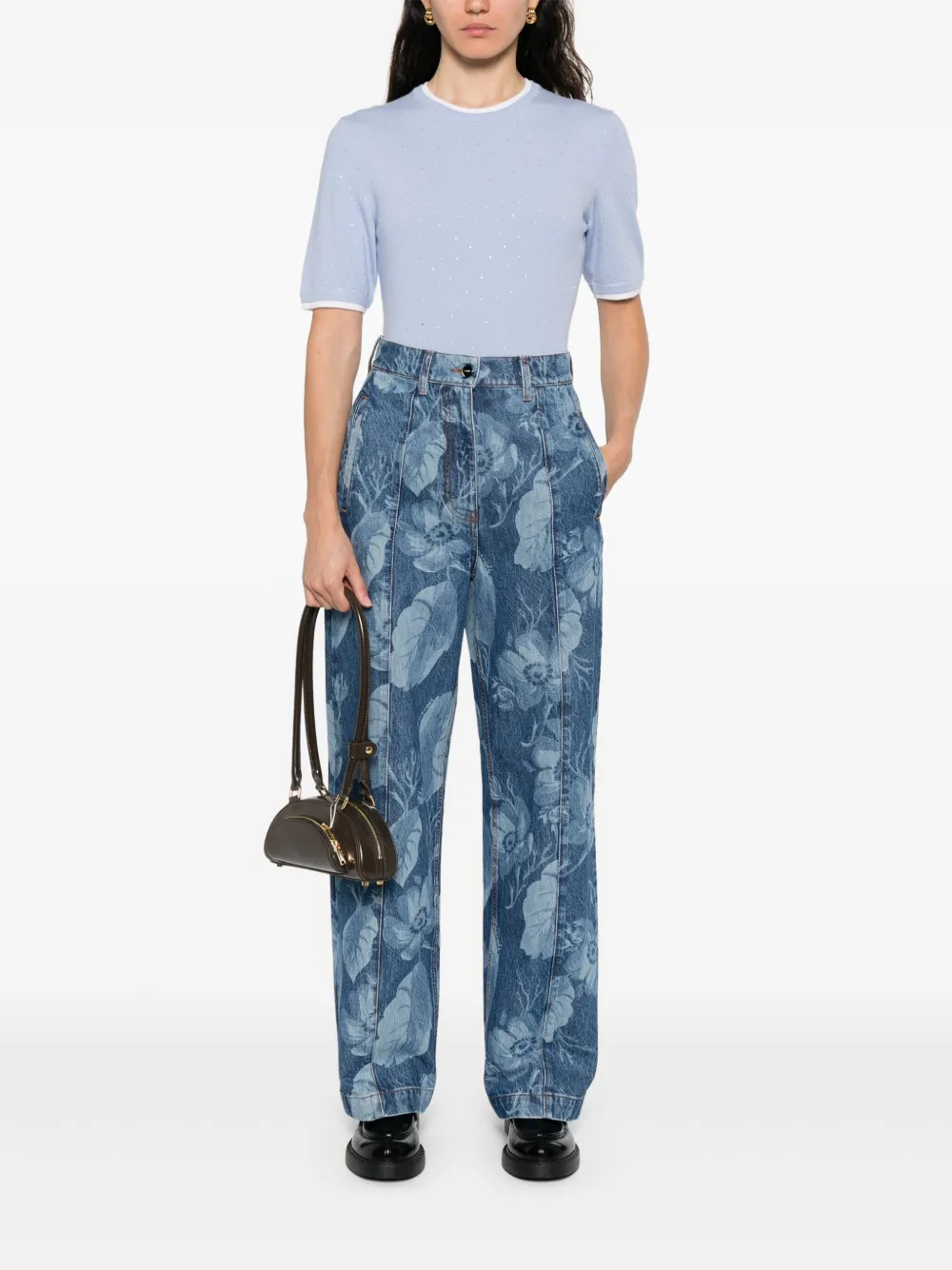 Maje T-shirt verfraaid met stras Blauw