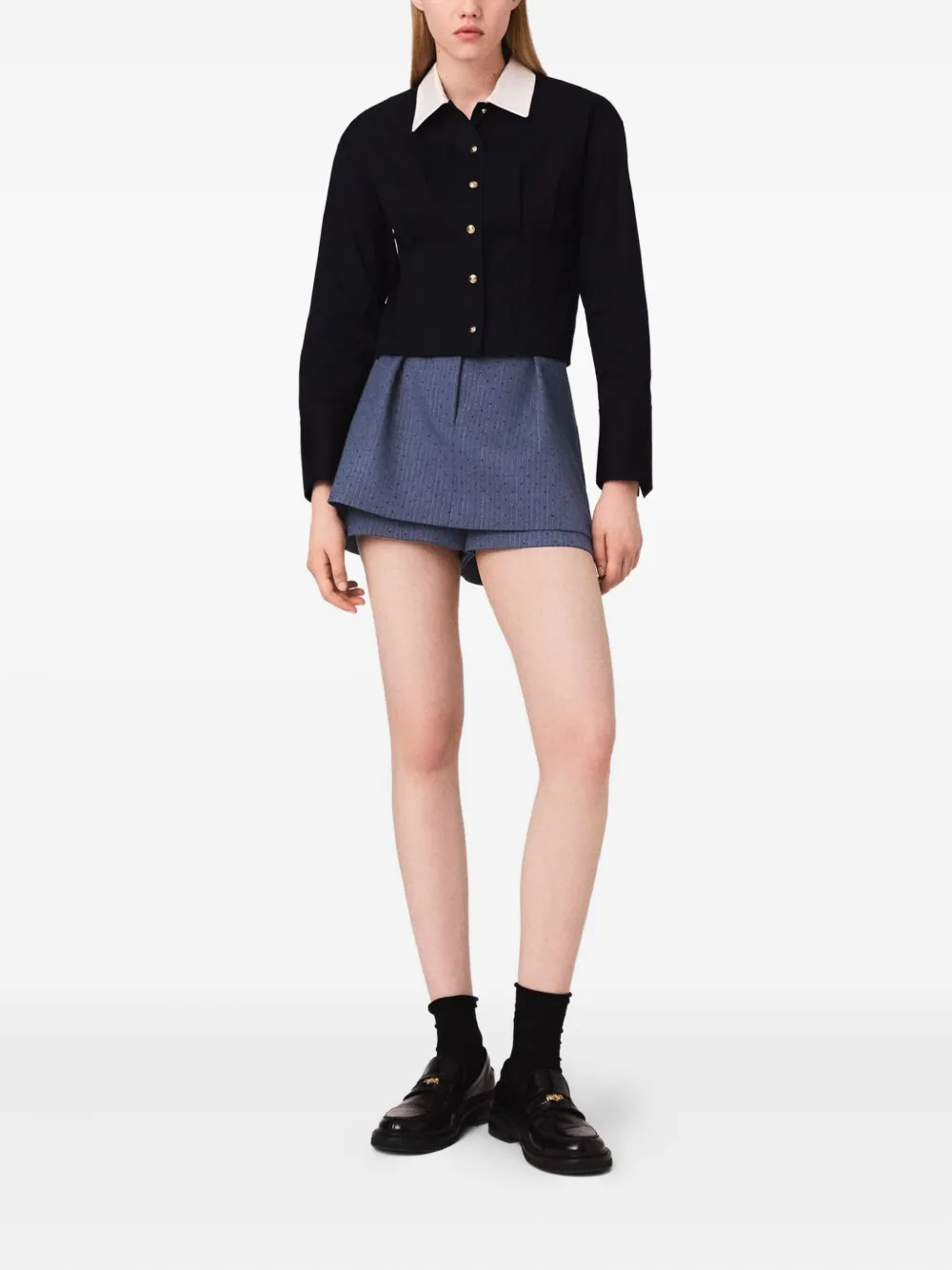 Maje Shorts met krijtstreep - Blauw