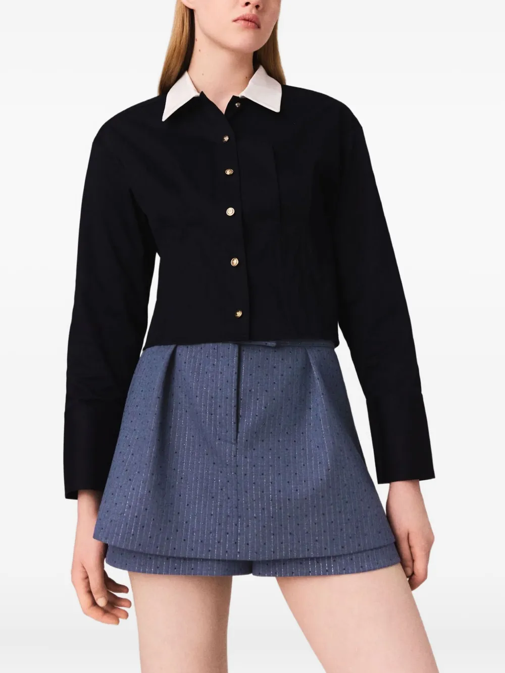 Maje Shorts met krijtstreep Blauw